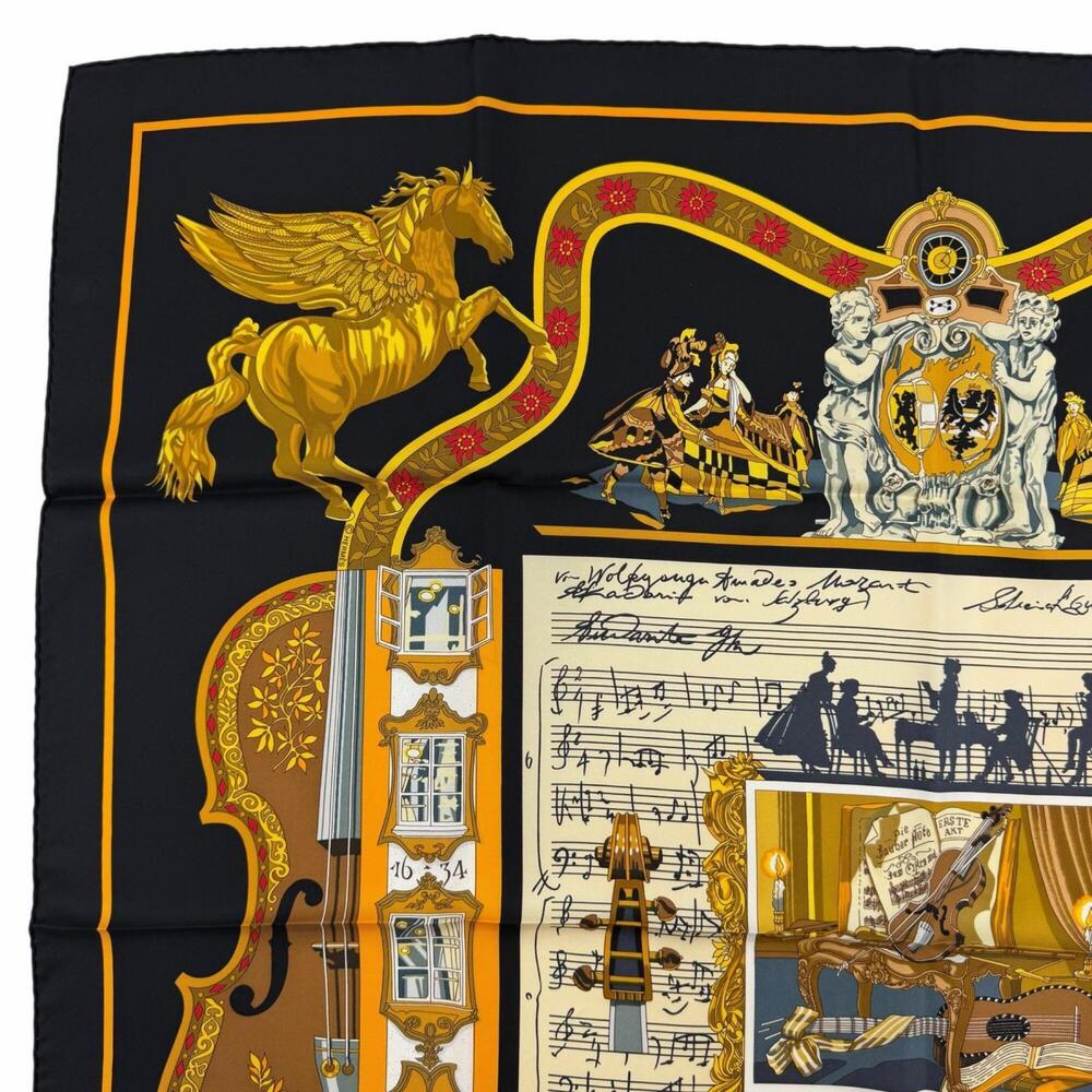 HERMES Black Silk Scarf - Picture 3 of 10
